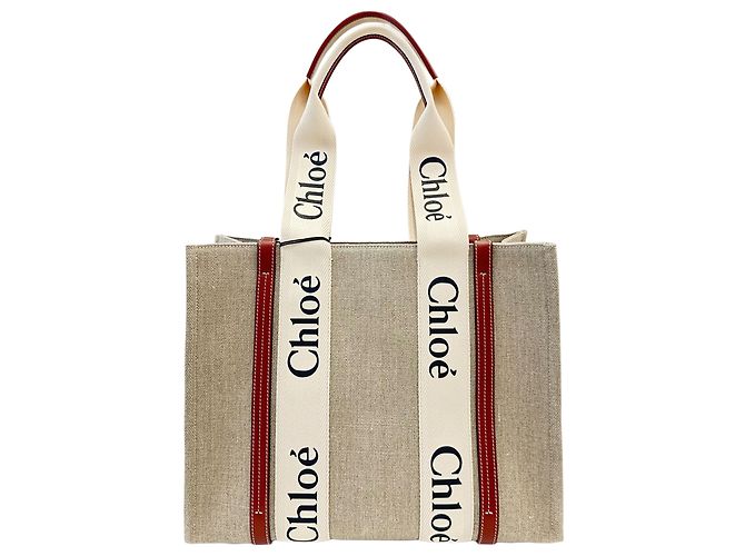 Chloé Logo Woody Medium Tote Bag Marrone - vista 6