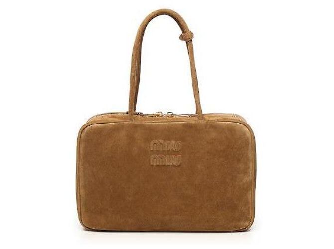 Miu Miu Borsa con fiocco in scamosciato Large Verde - vista 4