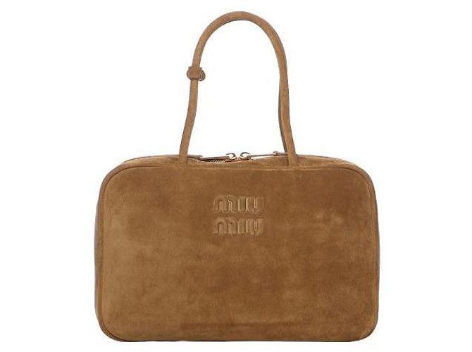 Miu Miu Borsa con fiocco in scamosciato Large Verde - vista 5