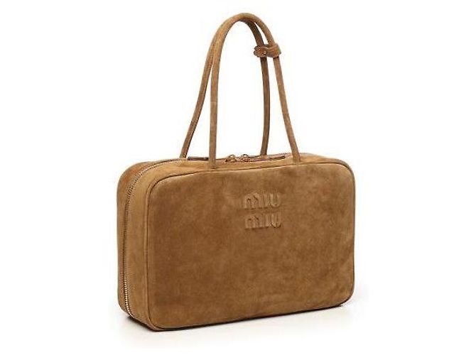 Miu Miu Borsa con fiocco in scamosciato Large Verde - vista 6