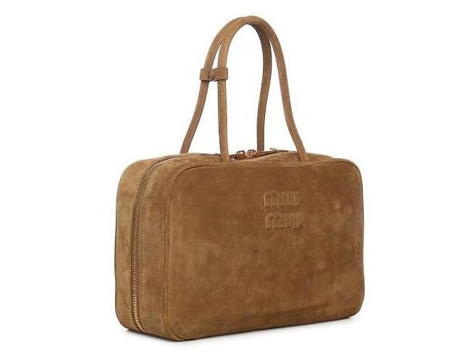 Miu Miu Borsa con fiocco in scamosciato Large Verde - vista 7