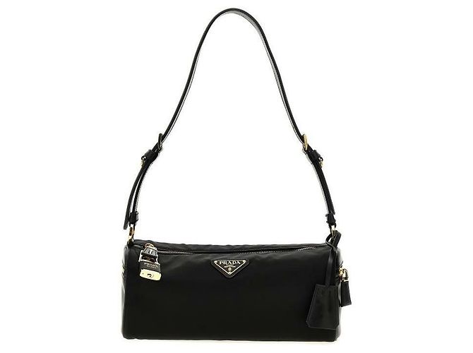 Prada Borsa a spalla media in nylon e pelle con chiusura - vista 4