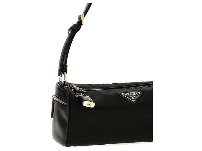Prada Borsa a spalla media in nylon e pelle con chiusura - vista 6