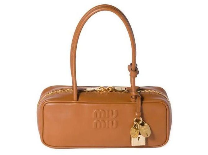 Miu Miu Kleiner Lederbogenbeutel Braun - Ansicht 3