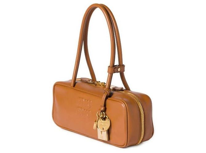 Miu Miu Kleiner Lederbogenbeutel Braun - Ansicht 8