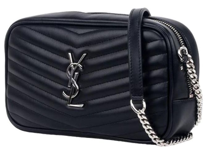 Saint Laurent Borsa a tracolla mini trapuntata con monogramma Nero - vista 3
