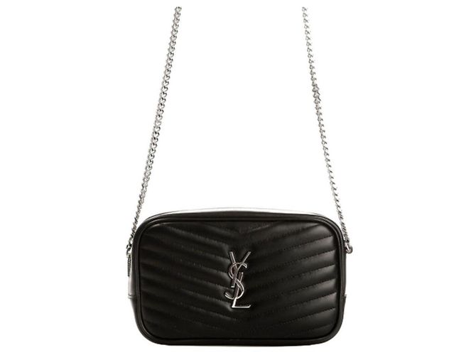 Saint Laurent Borsa a tracolla mini trapuntata con monogramma Nero - vista 6