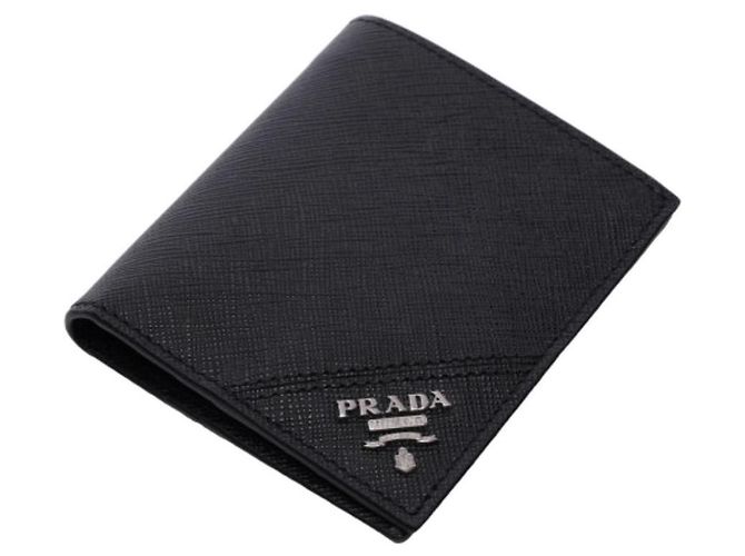 Prada Portafoglio QME in Saffiano Nero con Tocco Argento - vista 4