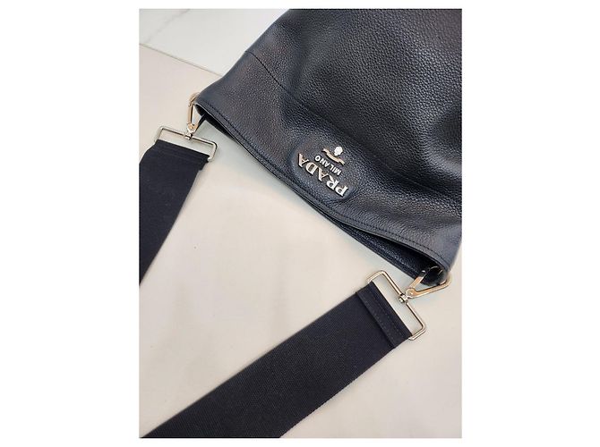 Prada Vitello Phoenix Small Bucket Shoulder Bag Black - view 20