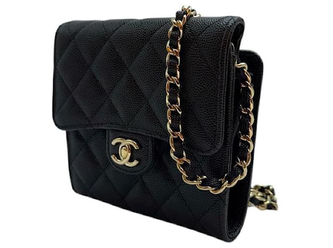 Chanel Mini borsa con zip Caviar Classic Chain Nera Nero - vista 3