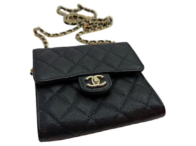 Chanel Mini borsa con zip Caviar Classic Chain Nera Nero - vista 5
