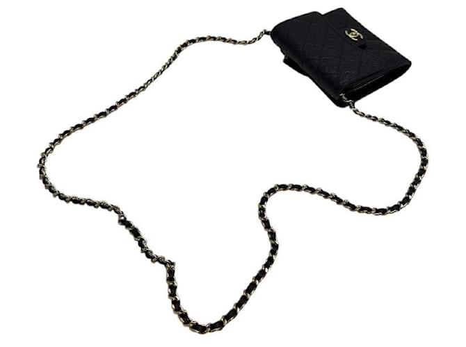 Chanel Mini borsa con zip Caviar Classic Chain Nera Nero - vista 6