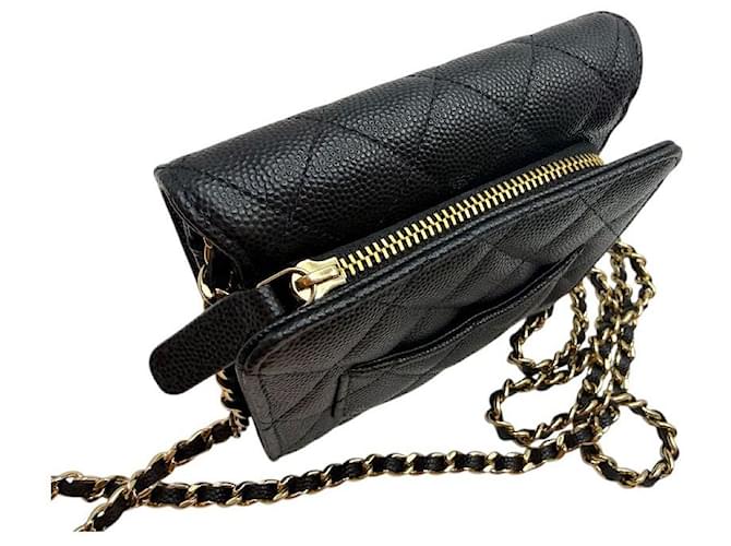 Chanel Mini borsa con zip Caviar Classic Chain Nera Nero - vista 7