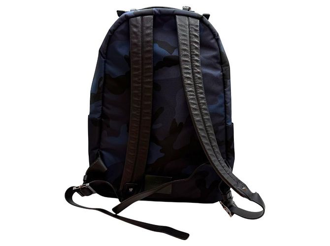 Valentino Rockstud Nylon Camouflage Rucksack Navy Blau - Ansicht 4