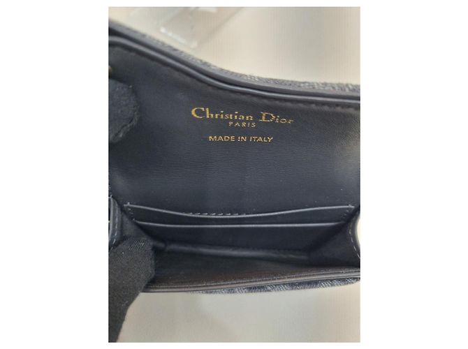 Dior Portacarte da donna in denim grigio Oblique Saddle Bloom - vista 22