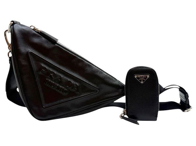 Prada Borsa a tracolla con logo triangolare nera Nero - vista 2