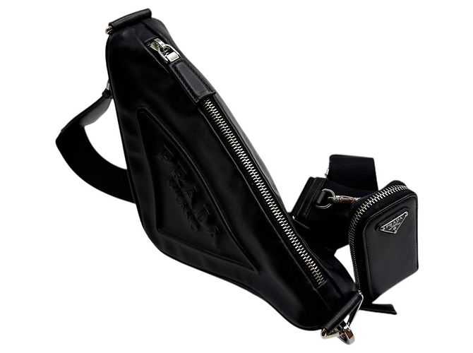 Prada Borsa a tracolla con logo triangolare nera Nero - vista 3