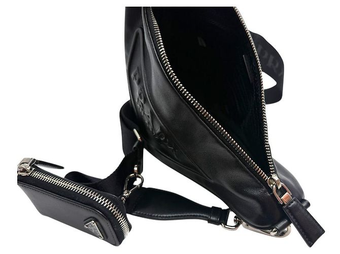 Prada Borsa a tracolla con logo triangolare nera Nero - vista 5