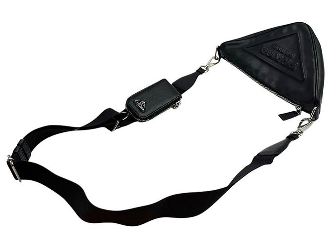 Prada Borsa a tracolla con logo triangolare nera Nero - vista 8