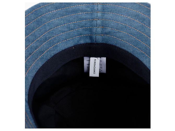 Salvatore Ferragamo Cappello bucket con patch logo Blu - vista 8