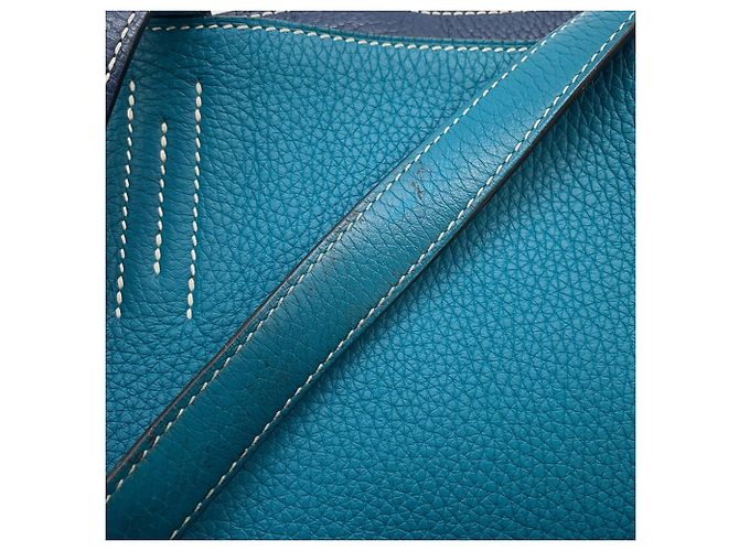 Borsa Tote Hermès Kara Double Sens 45 Blu - vista 10