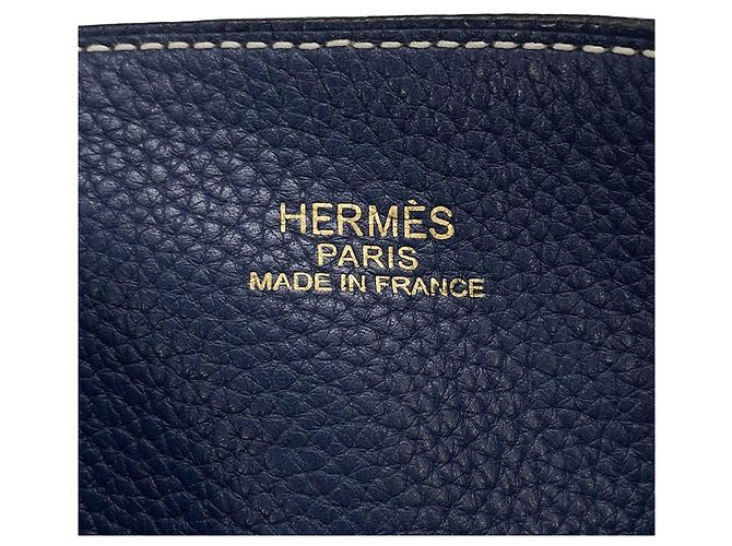 Borsa Tote Hermès Kara Double Sens 45 Blu - vista 13
