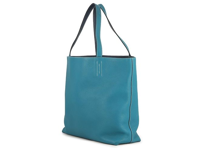 Borsa Tote Hermès Kara Double Sens 45 Blu - vista 3