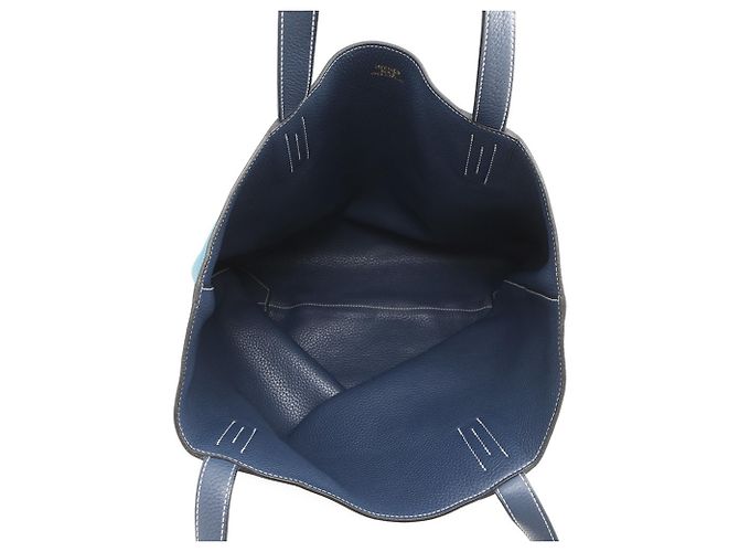 Borsa Tote Hermès Kara Double Sens 45 Blu - vista 6