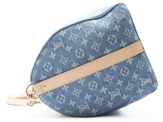 Sac Boston Keepall Bandoulière 45 en denim Monogram Louis Vuitton Bleu Marine - vue 4