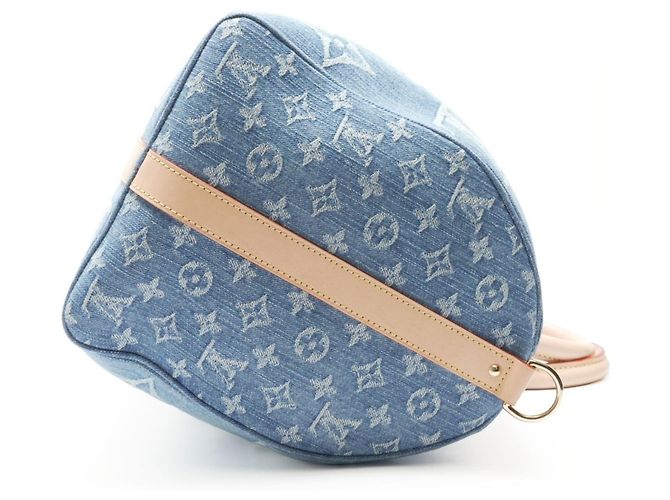Sac Boston Keepall Bandoulière 45 en denim Monogram Louis Vuitton Bleu Marine - vue 5