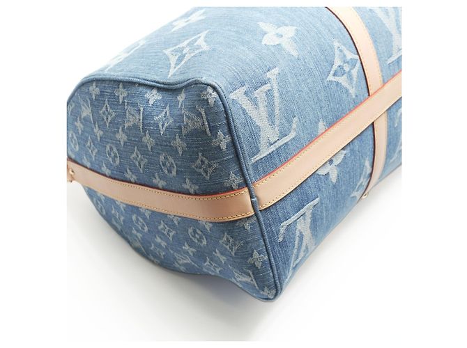 Sac Boston Keepall Bandoulière 45 en denim Monogram Louis Vuitton Bleu Marine - vue 6