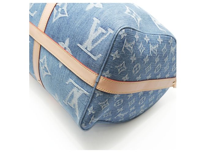Sac Boston Keepall Bandoulière 45 en denim Monogram Louis Vuitton Bleu Marine - vue 7