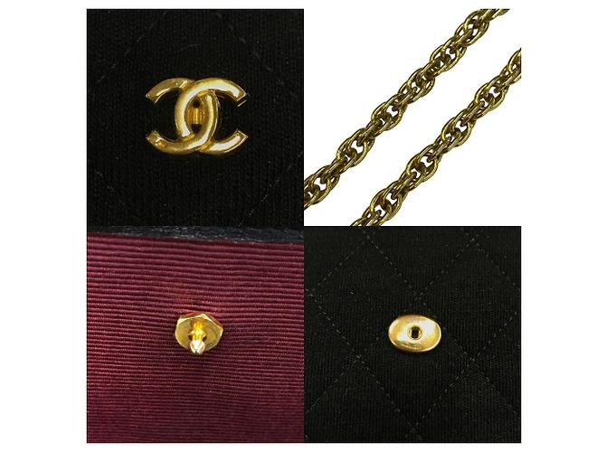 Borsa a spalla matelassé in jersey di cotone nero Chanel con catena - vista 10