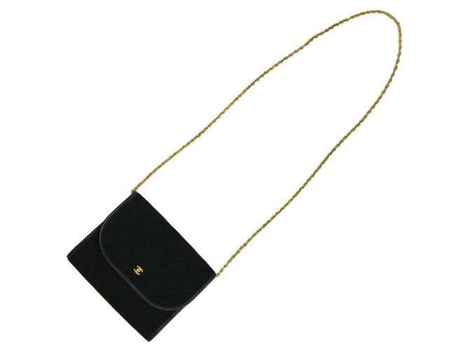 Borsa a spalla matelassé in jersey di cotone nero Chanel con catena - vista 2