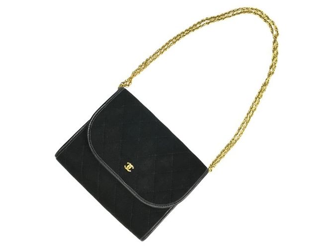 Borsa a spalla matelassé in jersey di cotone nero Chanel con catena - vista 3