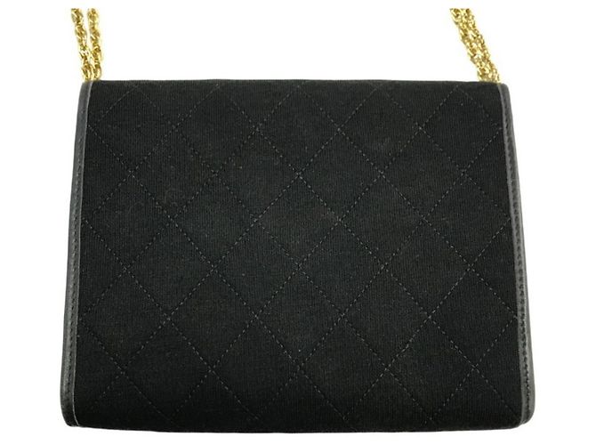 Borsa a spalla matelassé in jersey di cotone nero Chanel con catena - vista 5