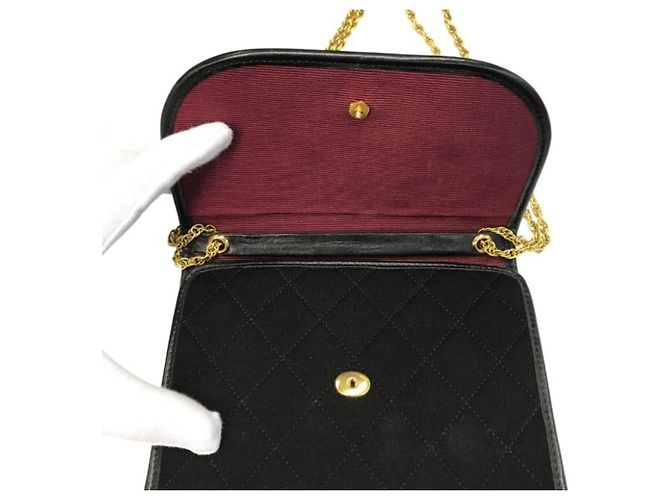 Borsa a spalla matelassé in jersey di cotone nero Chanel con catena - vista 8