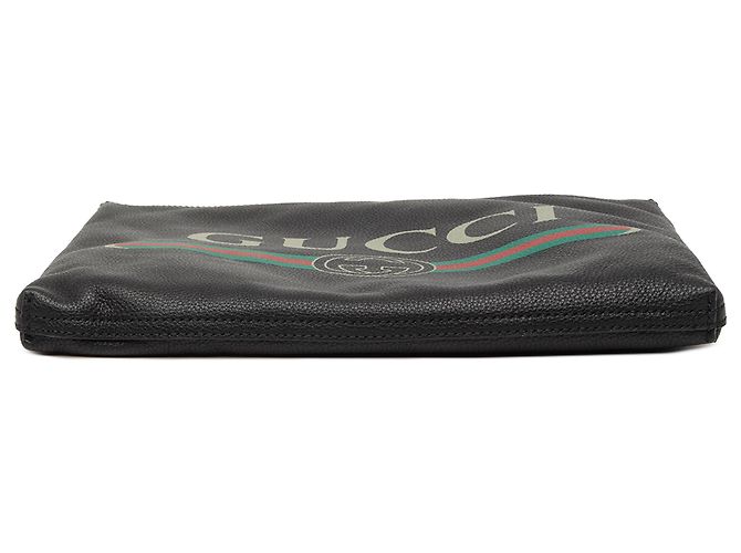 Clutch in pelle nera media con logo Gucci Nero - vista 3