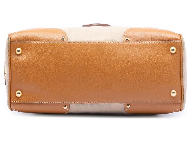 Borsa a mano Prada in canapa con rifiniture in cinghiale marrone Beige - vista 3