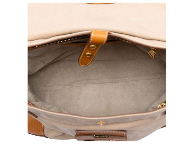 Borsa a mano Prada in canapa con rifiniture in cinghiale marrone Beige - vista 4