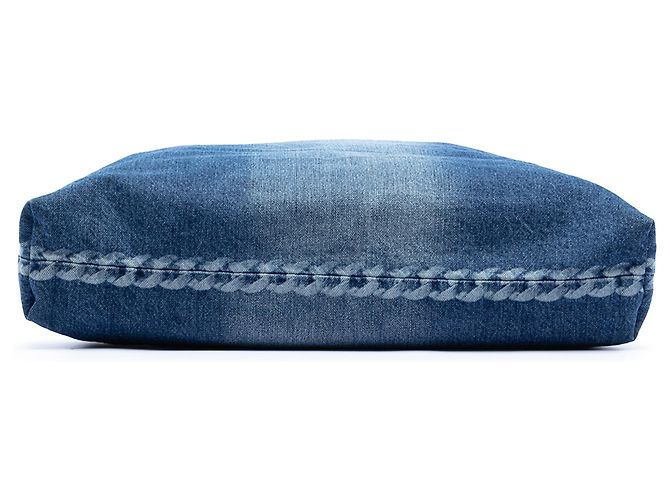 Chanel Blaue bedruckte Denim-Einkaufstasche - Ansicht 3