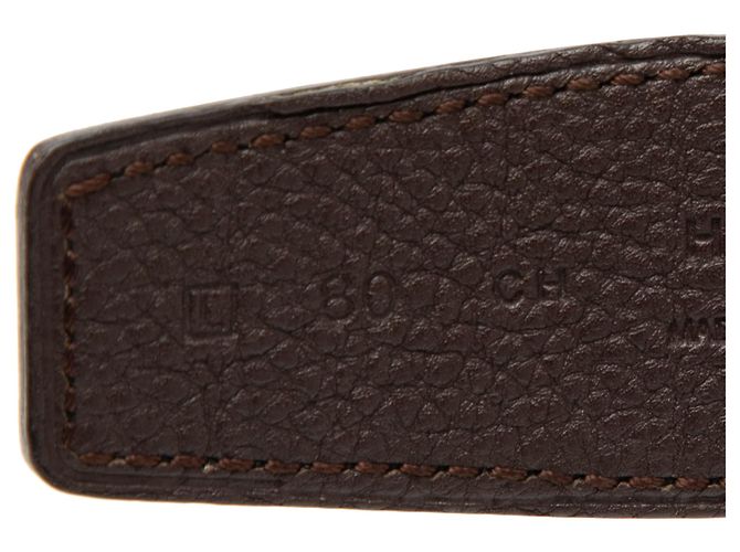 Cintura reversibile Hermès Constance H Martelee in Swift nero e Togo - vista 6
