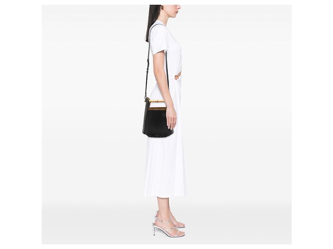 Borsa a secchiello in pelle di vitello nera con bambù LOEWE Nero - vista 7