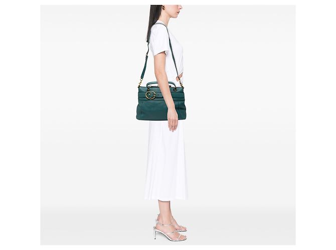 Gucci Grünes Mittelgroßes Leder Ride Top Handle Bag Dunkelgrün - Ansicht 8