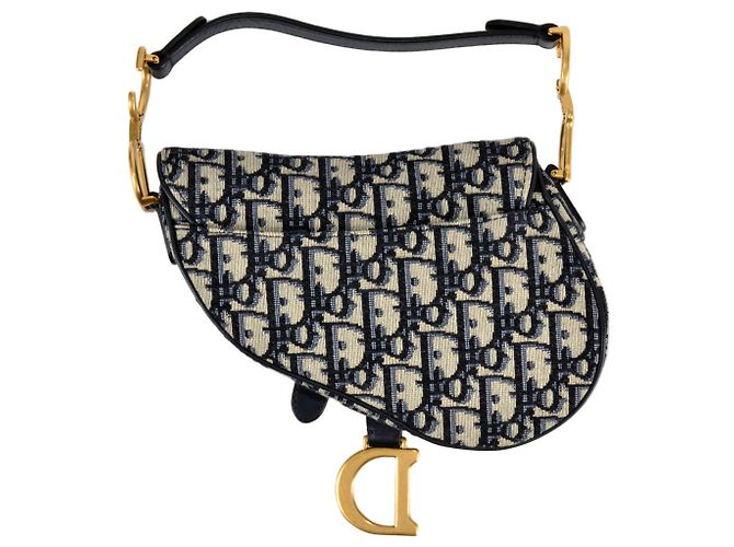 Mini borsa a mano Oblique Saddle Christian Dior Blu navy - vista 2