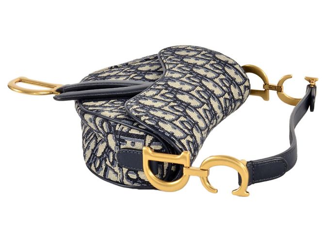 Mini borsa a mano Oblique Saddle Christian Dior Blu navy - vista 3