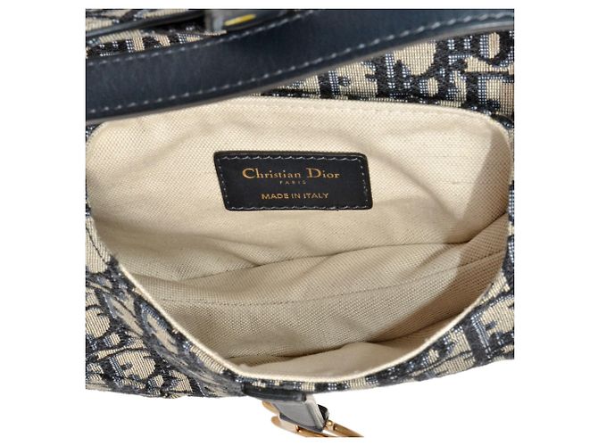 Mini borsa a mano Oblique Saddle Christian Dior Blu navy - vista 5