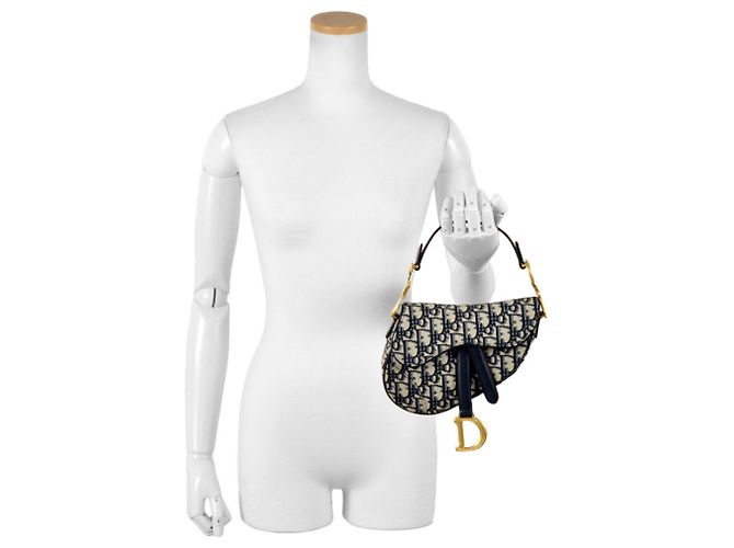 Mini borsa a mano Oblique Saddle Christian Dior Blu navy - vista 7