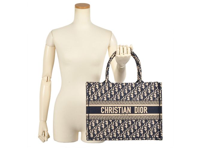 Borsa tote Book in jacquard obliquo Christian Dior Blu navy - vista 7