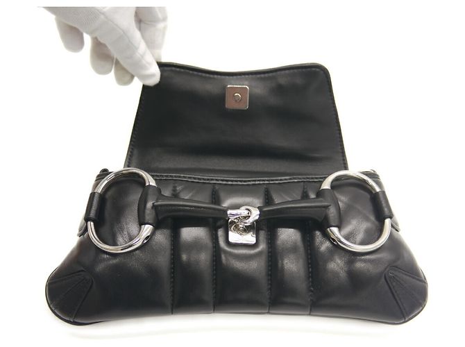Borsa a spalla piccola Horsebit di GUCCI Nero - vista 6